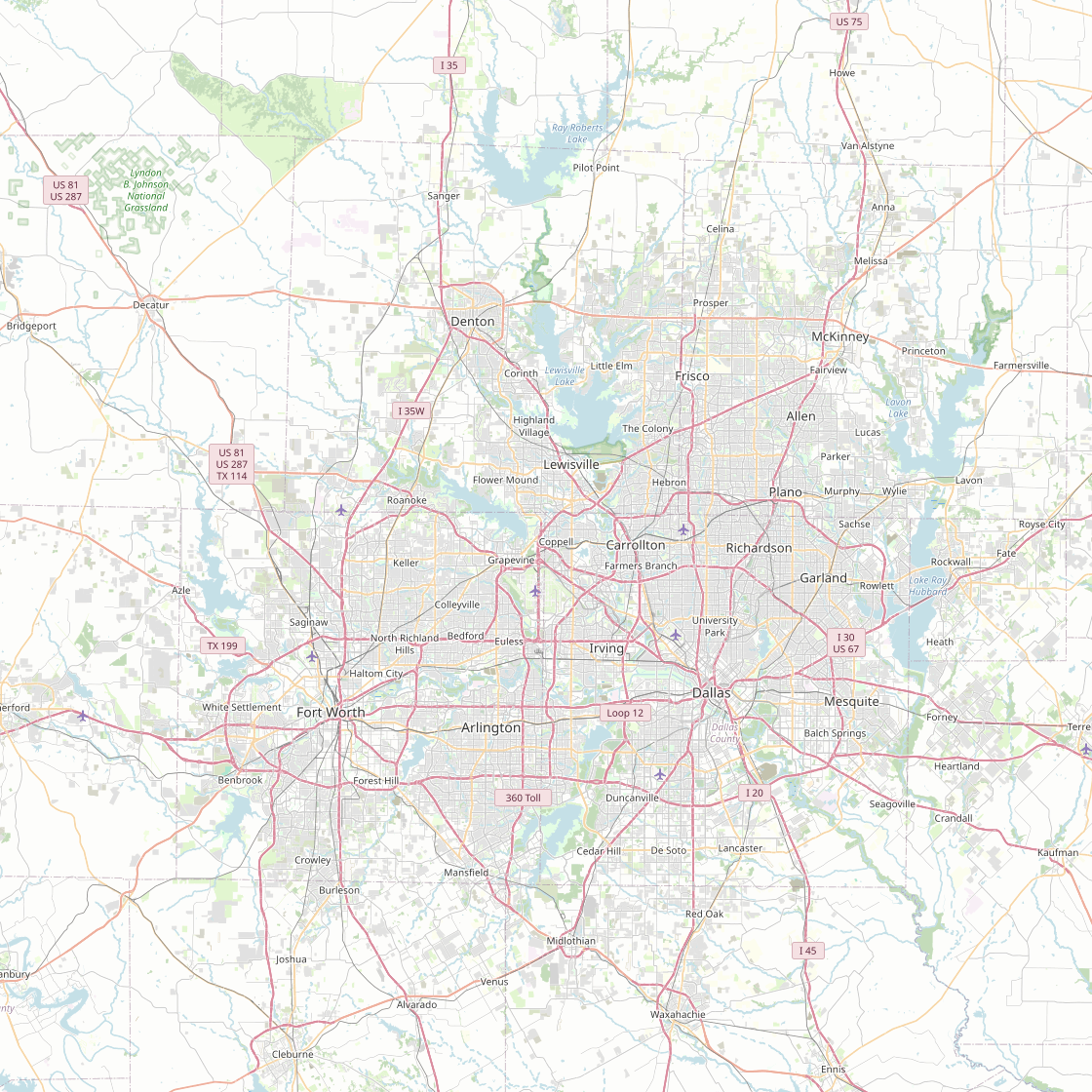 Dallas-Fort Worth metro area map