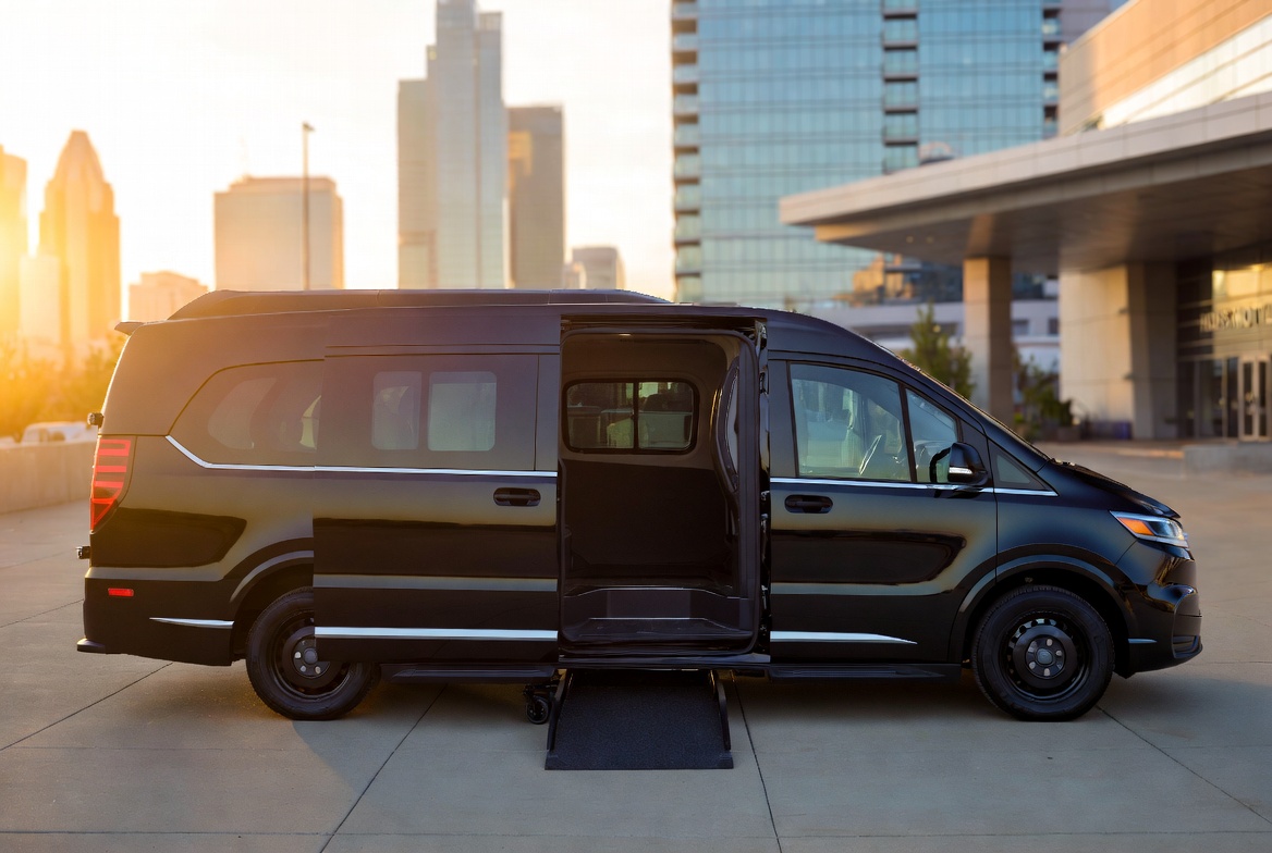 Wheelchair-accessible van with ramp deployed, available through Noble InMotion's contracted providers