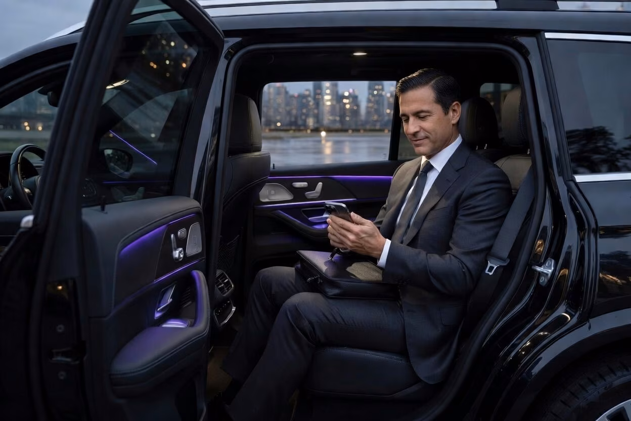 Mercedes-Benz GLS 580 interior, Noble InMotion airport transfer